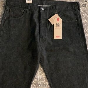 New Levi's Men 501 Original Stretch 36 x 32 Black Button Jeans